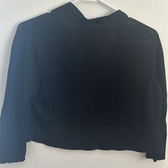 Eileen Fisher Black Open Front cropped Cardigan - Picture 3 of 4